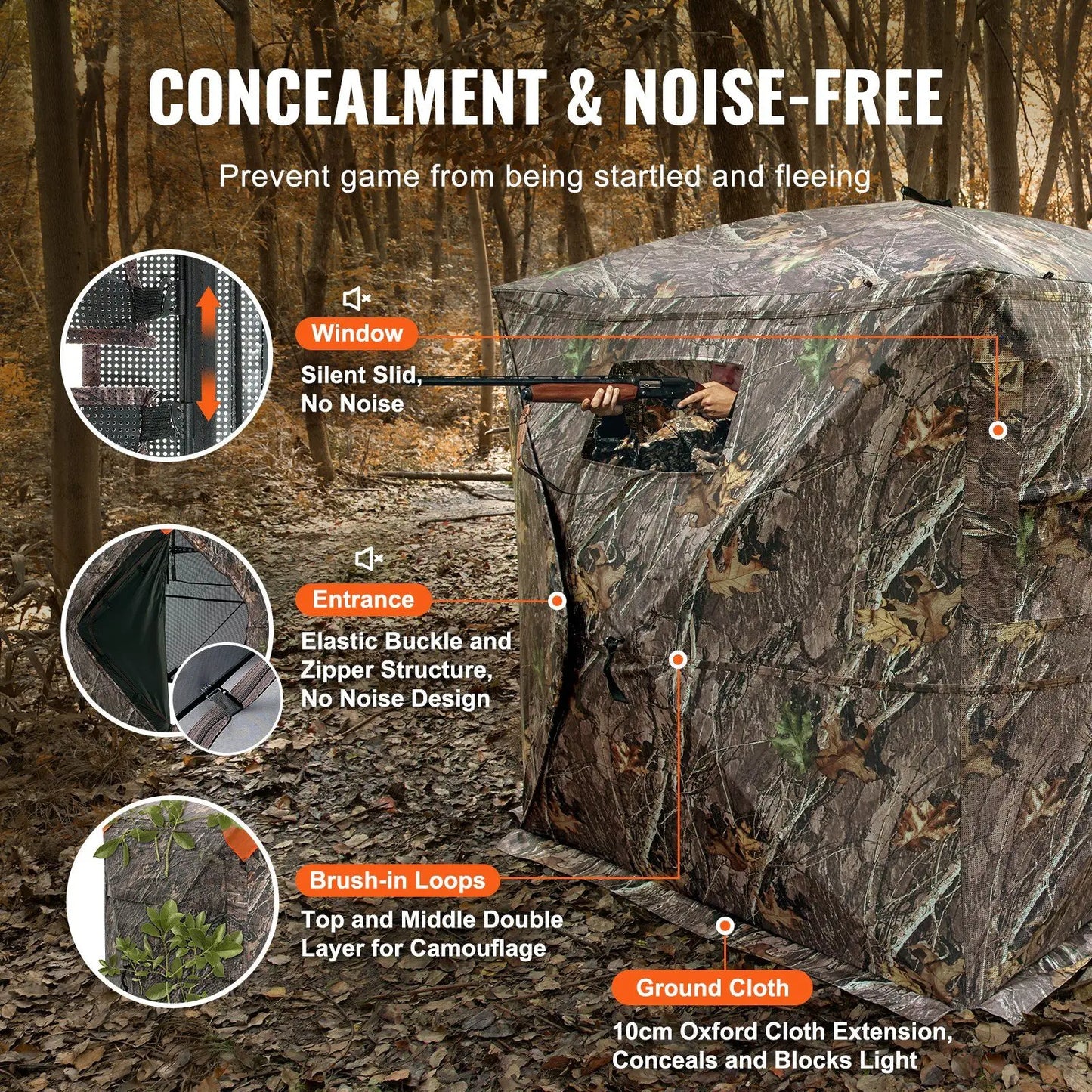 Hunting Blind, 270° See Through Ground Blind, 2-3 Person Pop Up Deer Blind for Hunting with Carrying Bag, Portable Resilient Hun