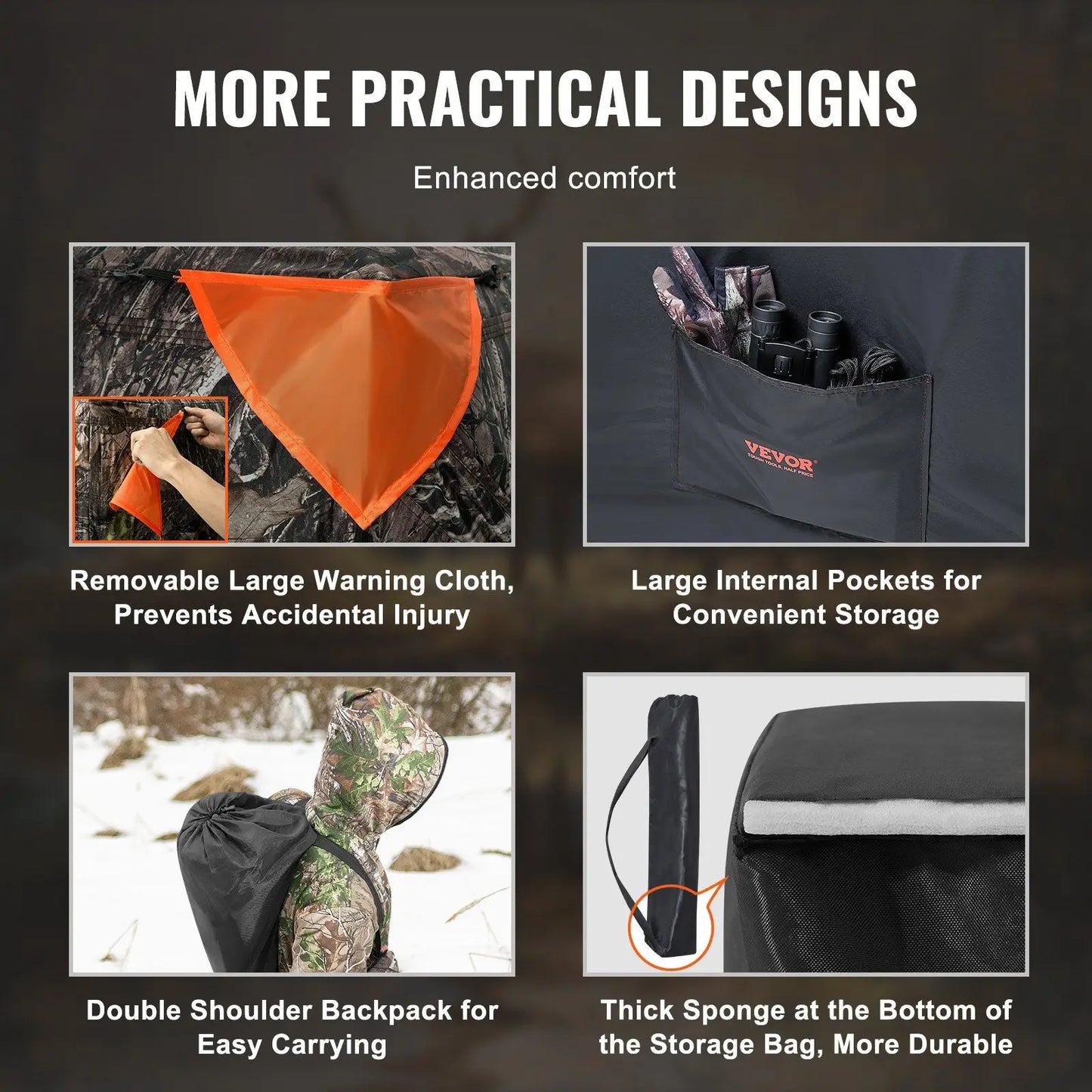 Hunting Blind, 270° See Through Ground Blind, 2-3 Person Pop Up Deer Blind for Hunting with Carrying Bag, Portable Resilient Hun